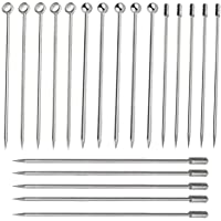 Sweieoni 20 Piezas Palillos Coctel Acero Inoxidable- Brochetas de Fruta de Acero- Barras de Metal- Brochetas de Barbacoa…
